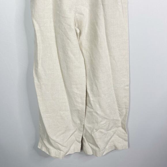 Reformation 2 Oatmeal Cream Naomi Linen Wide Leg Sleeveless Tie Waist Jumpsuit - Picture 11 of 13